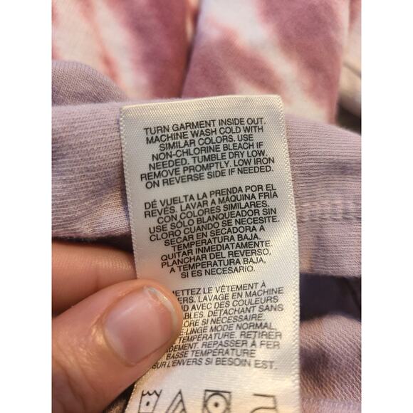 C&C California large women's Burgundy and lavender tie dye twist front hoodie - Picture 6 of 8